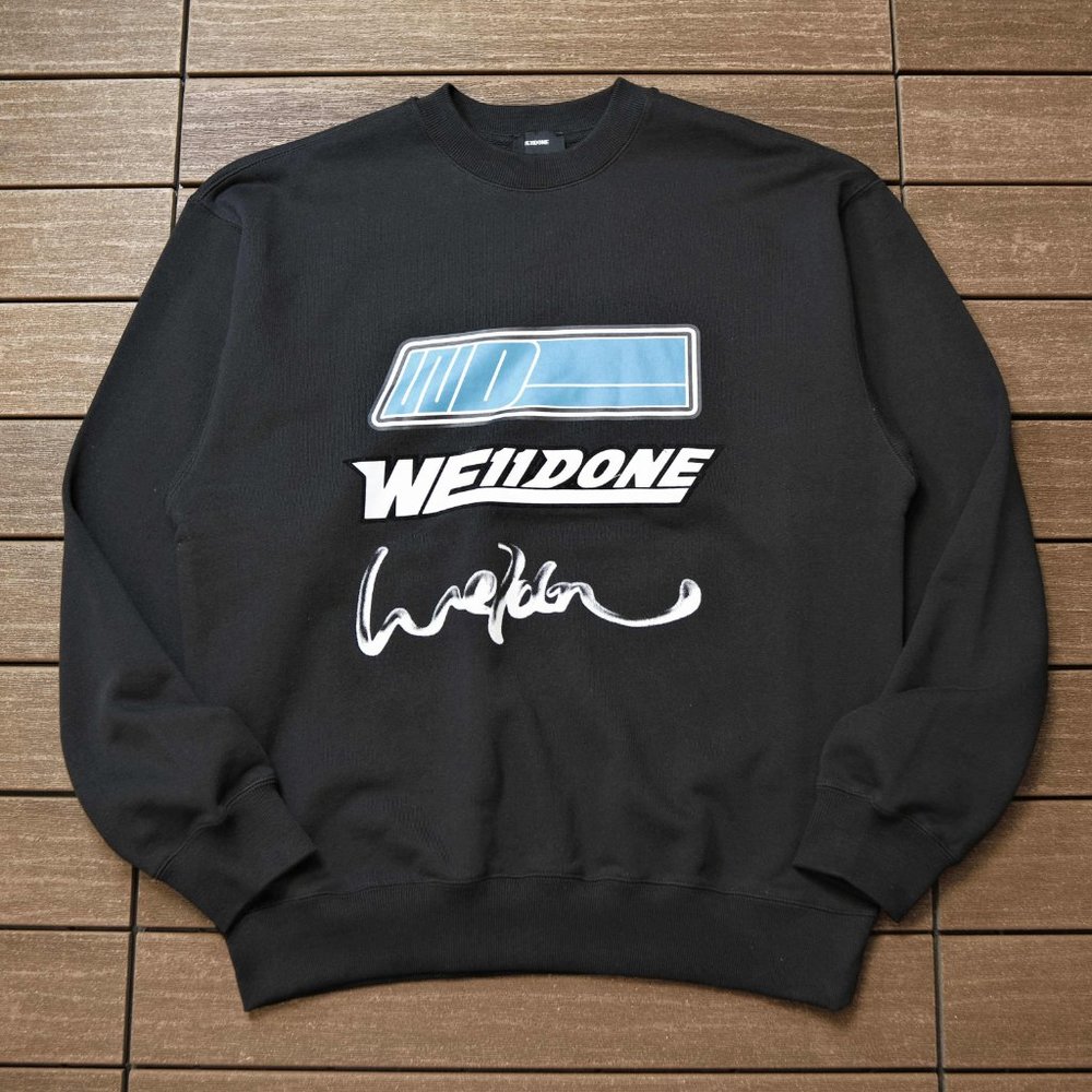 We11 Done Logo Signature Print Long Sleeved Sweatshirt